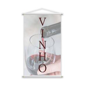 Banner Vinho Tinto Bebida Uva Taça De Vidro Lona 60X40Cm
