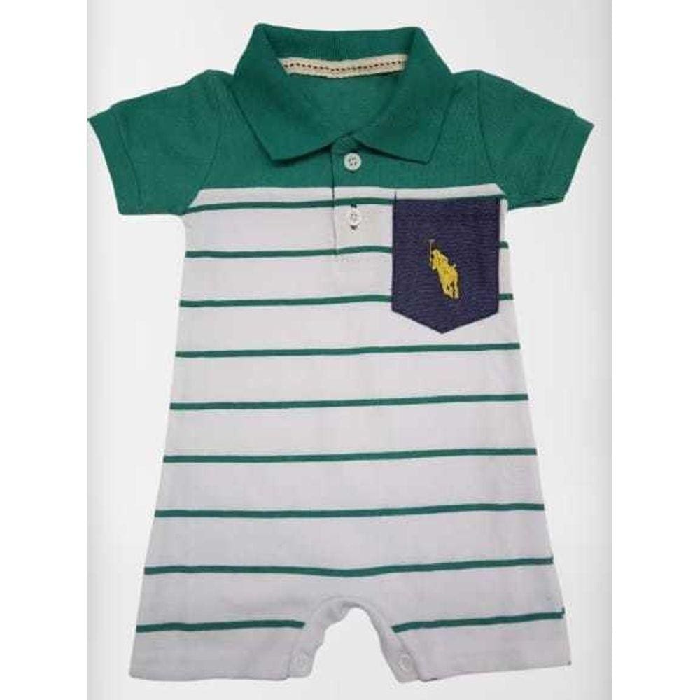 Macacão curto polo bolso jeans