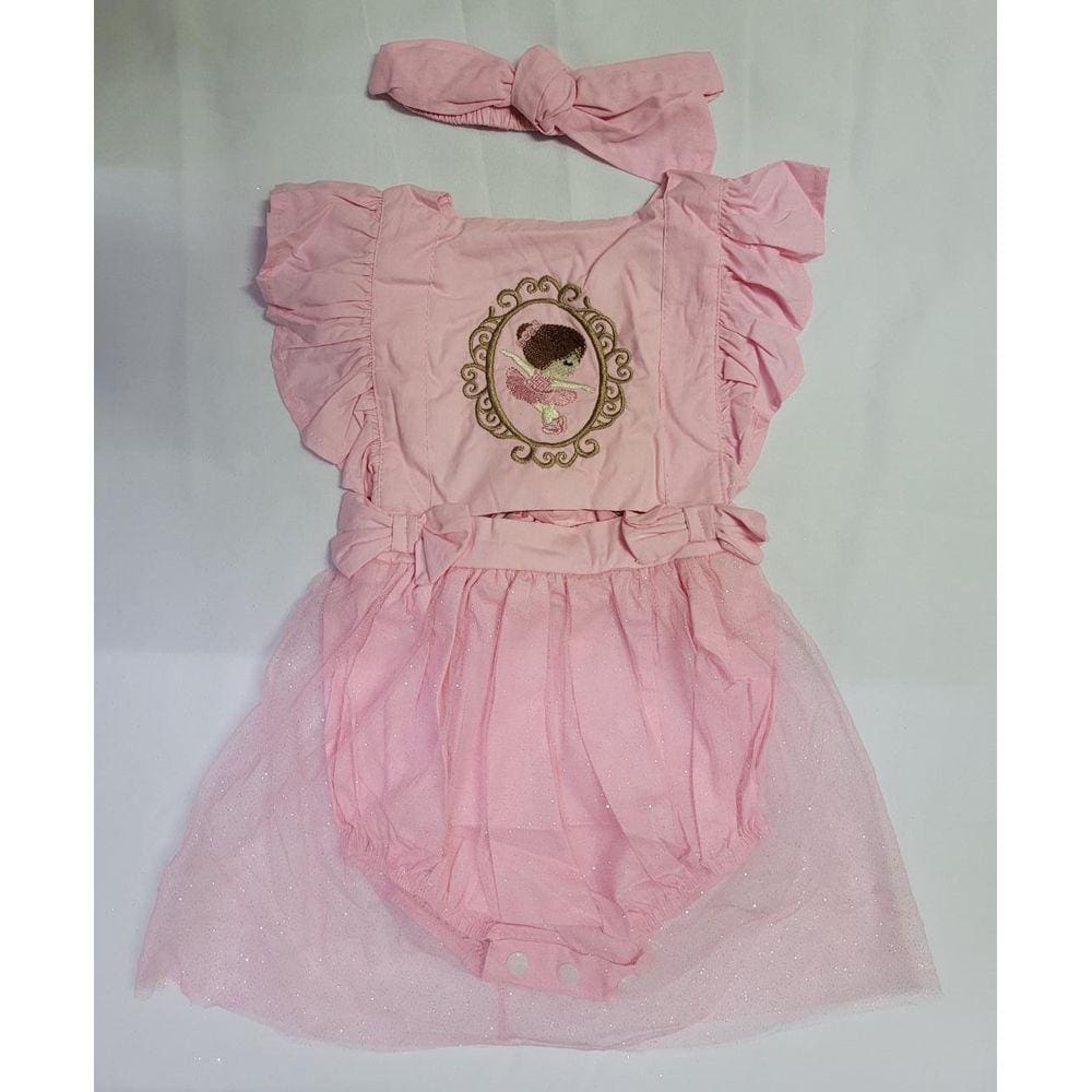Romper Luxo Bordado Bailarina Tutu