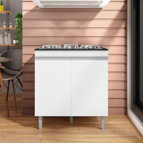 Balcão Cooktop 5 Bocas 2 Portas Andreia Cor Branco - AJL