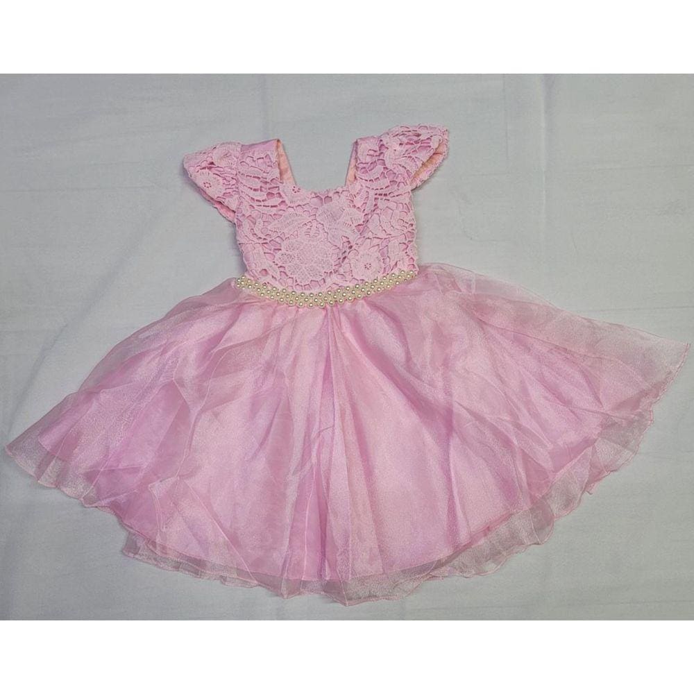 Vestido Luxo Rendado Festa Rosa
