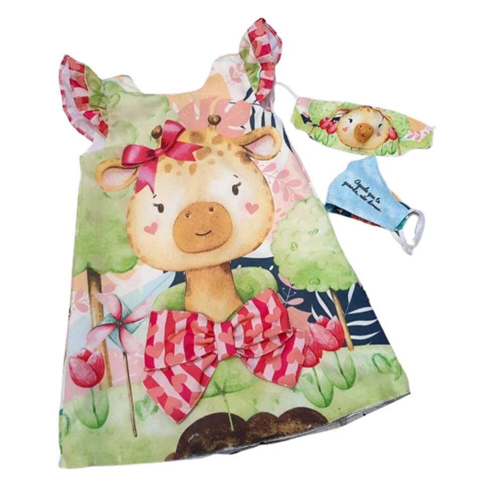 Vestido Girafa Personalizado laço 3D