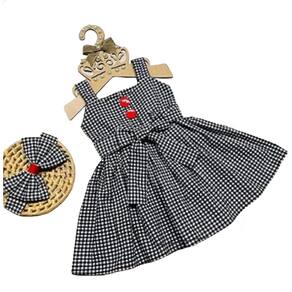 Vestido alças xadrez preto