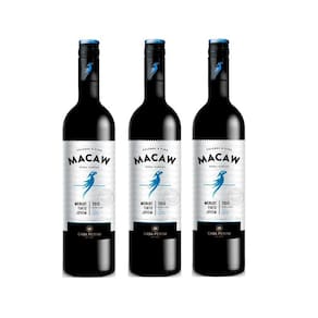 Kit Vinho Macaw Merlot Tinto Demi-sec Casa Perini 750ml 3uni