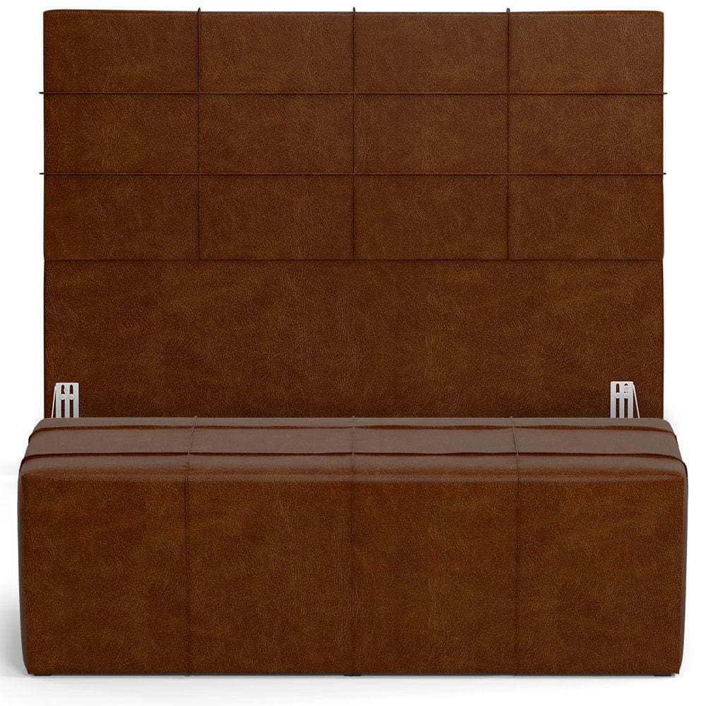 Kit Cabeceira Cama Box Queen 160cm com Calçadeira Roma W01 Couríssimo Marrom - Lyam