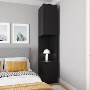 Mesa de Cabeceira Modular Direita 2 Portas 1 Gaveta Hera CabeCasa MadeiraMadeira Preto