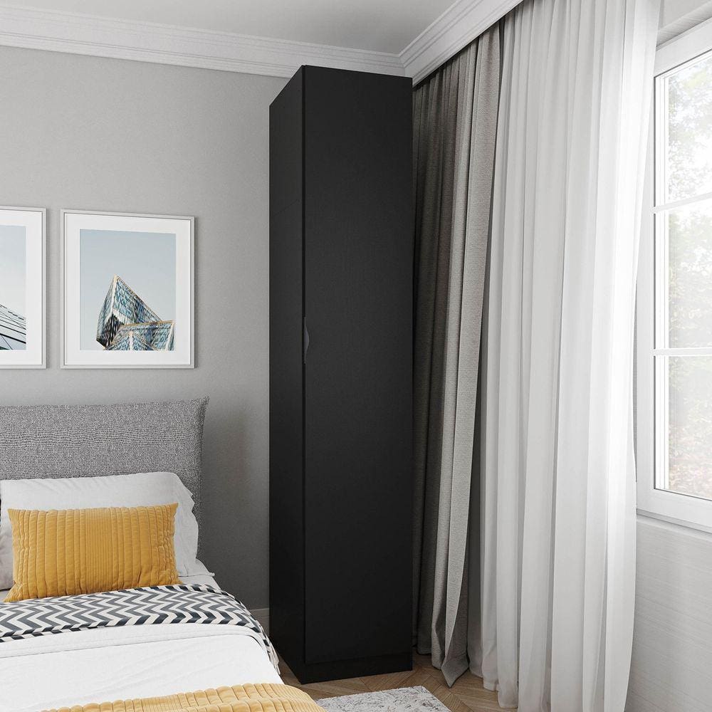 Guarda Roupa 1 Porta 6 Prateleiras Hera CabeCasa MadeiraMadeira Preto