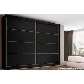 Guarda Roupa 2 Portas de Correr e 6 Gavetas Sevilha Preto - Europa