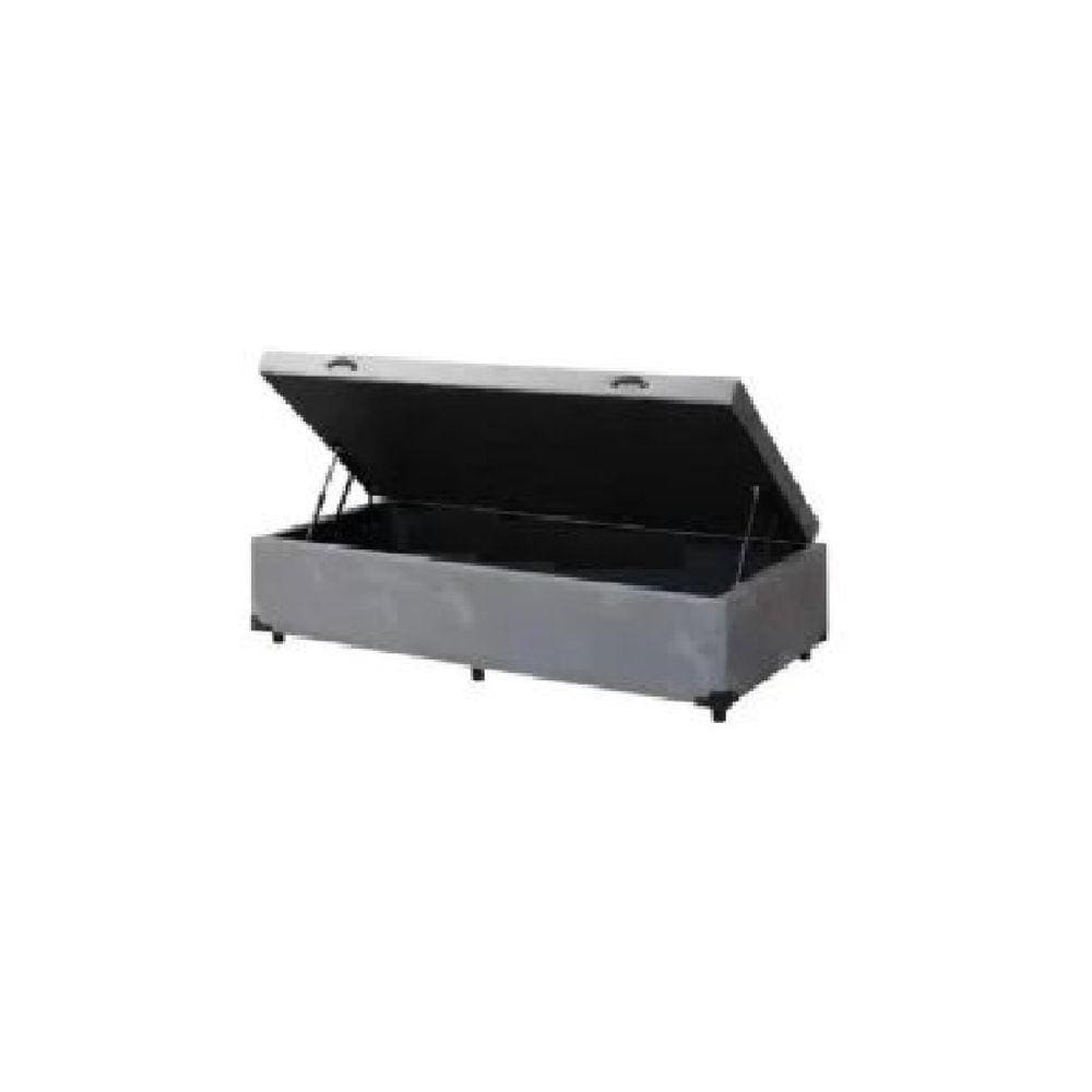 Cama Box Baú Solteirão King Blindado Linhão Cinza 203X96X44 Cm