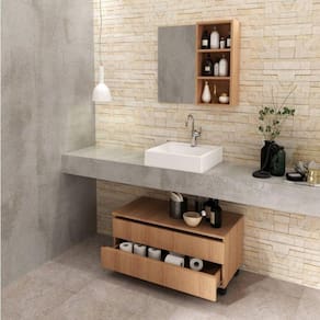 Gabinete Rodizio para Banheiro com Espelheira 80cm Marrom