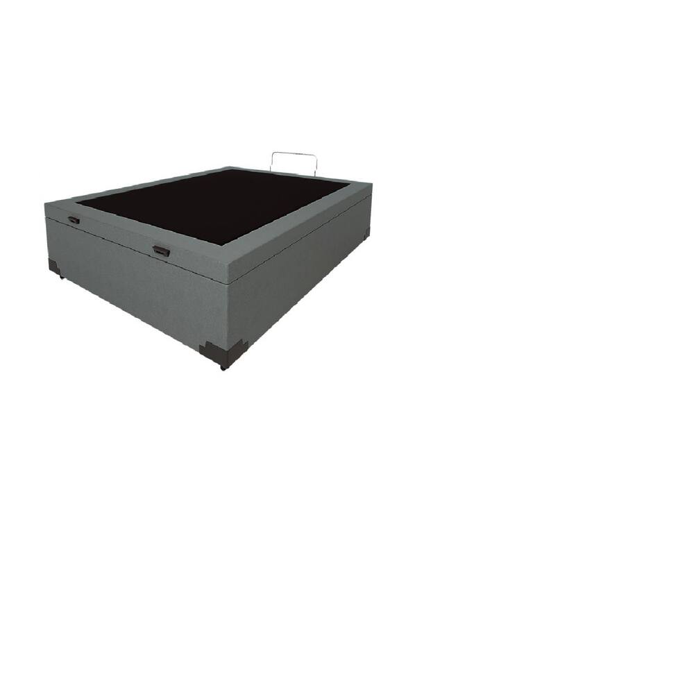 Cama Box Baú Viúvão Blindado Sintético Cinza Com 128Cm de Largura