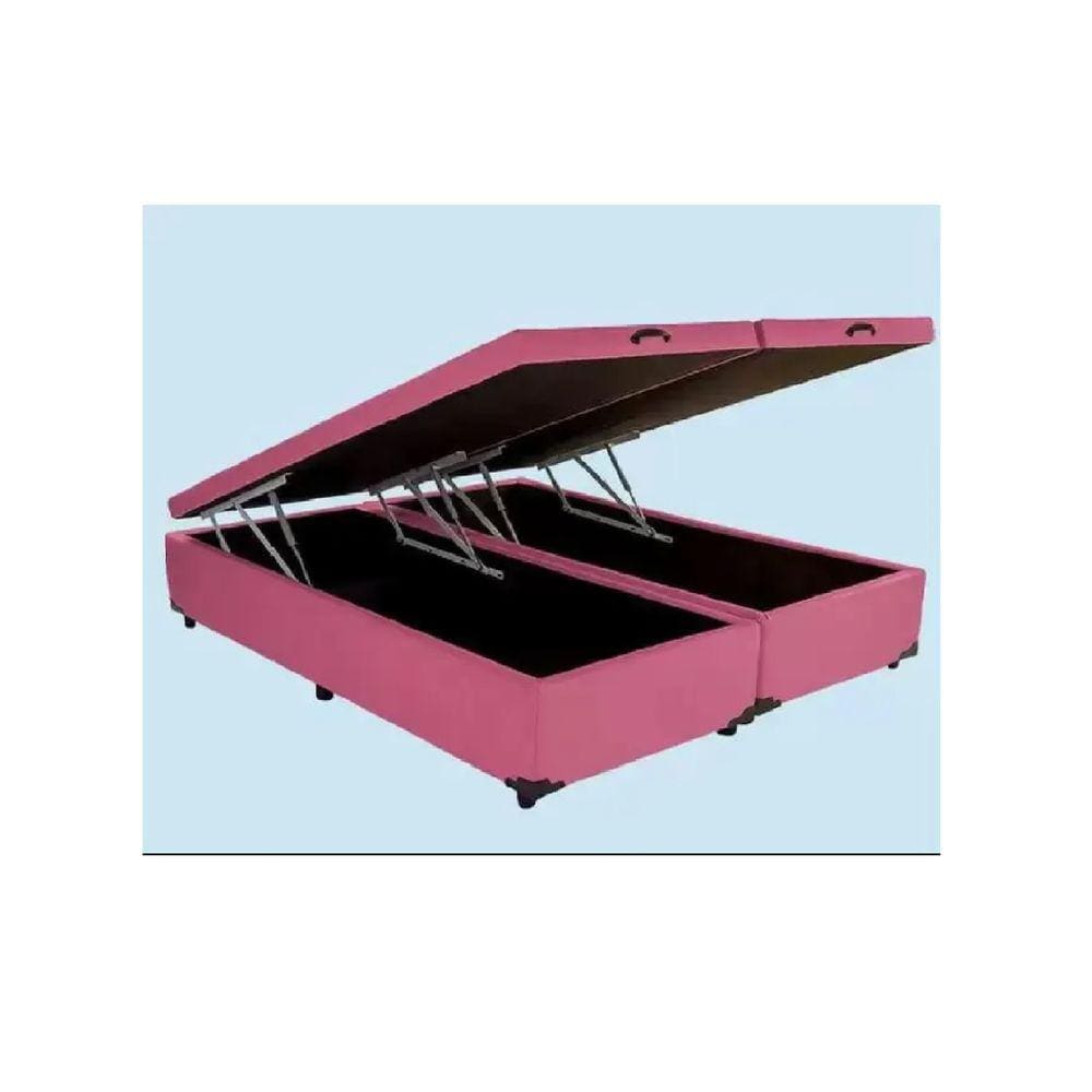 Cama Box Baú Casal Bipartido Blindado Suede Rosé
