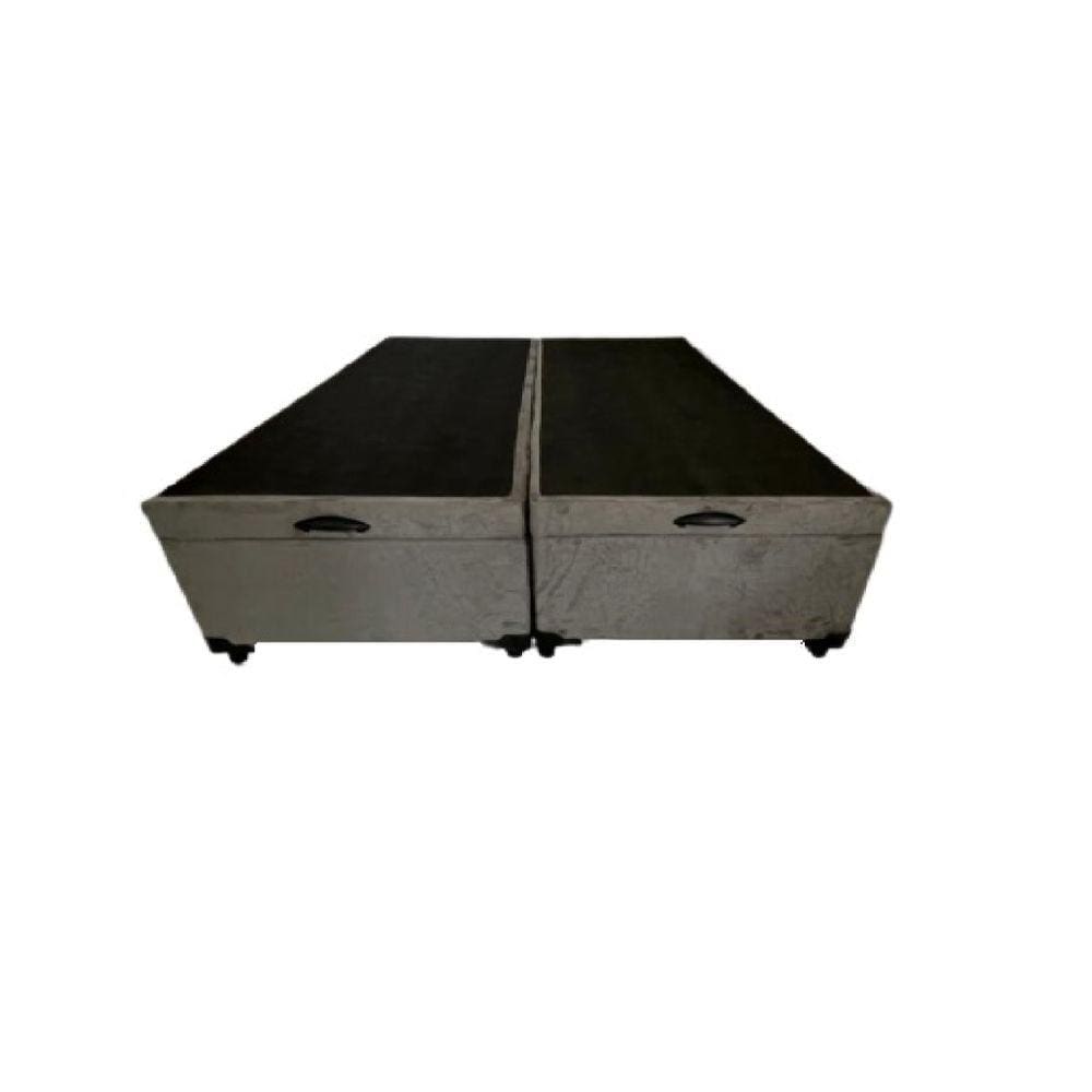 Cama Box Baú Casal Bipartido Blindado Suede Cinza