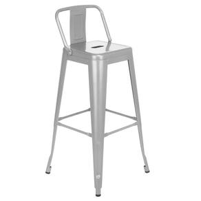 Banqueta alta Iron Tolix com encosto 76 cm Prata bancada cozinha bar