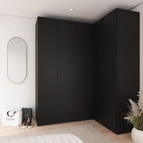 Guarda Roupa Modulado de Canto 3 Peças 5 Portas Hera CabeCasa MadeiraMadeira Preto
