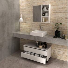 Gabinete Rodizio para Banheiro com Espelheira 80cm Branco