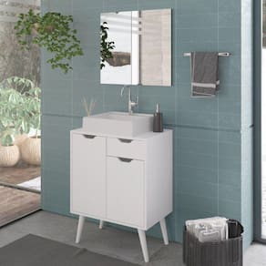 Gabinete para Banheiro com Espelheira 60cm Branco