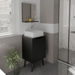 Gabinete para Banheiro com Espelheira 45cm Preto