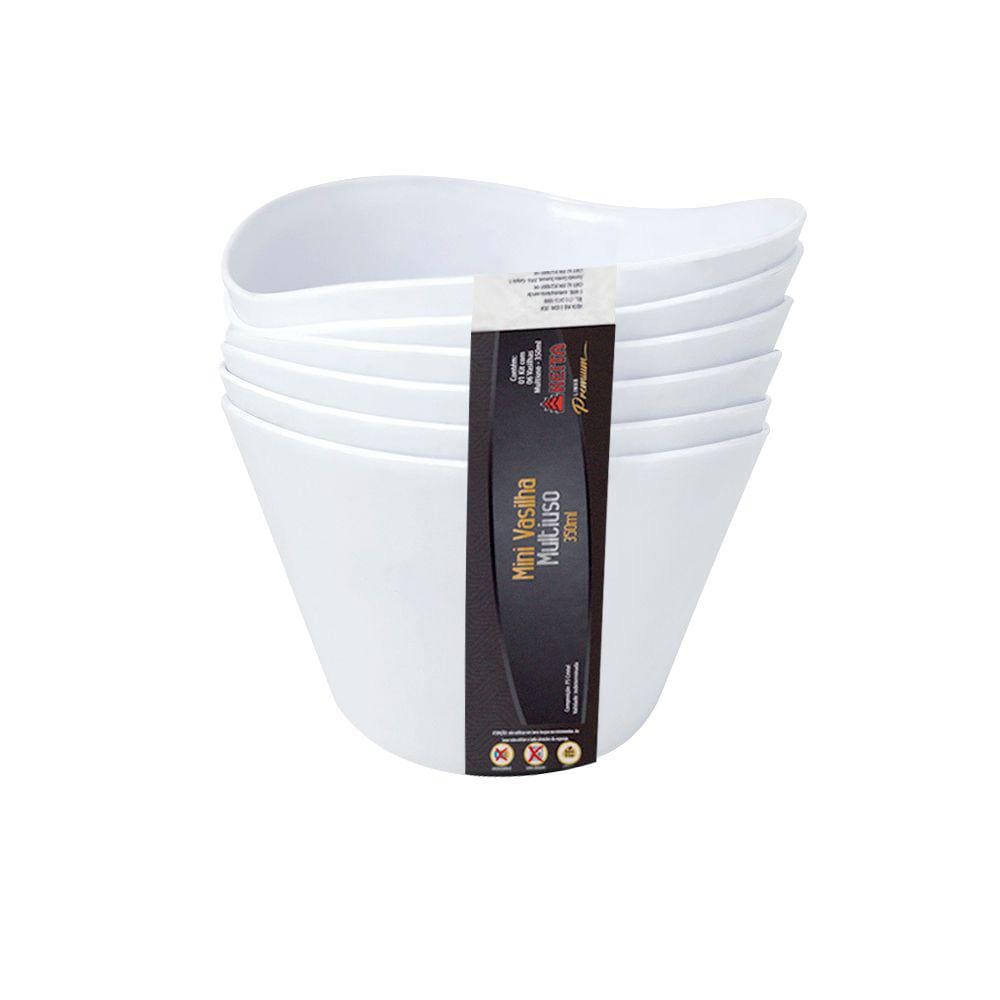 Mini Vasilha Multiuso 350 ML BRANCA - CONJ C/ 6 pçs Premium