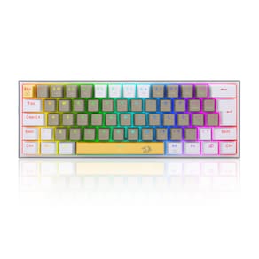 Teclado Mecânico Gamer Redragon Fizz RGB Switch Brown Amarelo Cinza Branco - K617RGB-YLEGYEWT