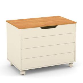 Bau Infantil Organizador Toy 100% MDF Cor Off White e Freijó - Matic Móveis