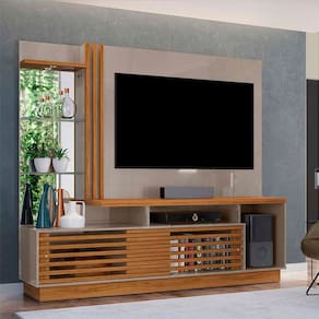 Estante Home Theater Frizz Plus Tv Até 60 Polegadas 2 Portas Cor Naturale - Madetec Móveis