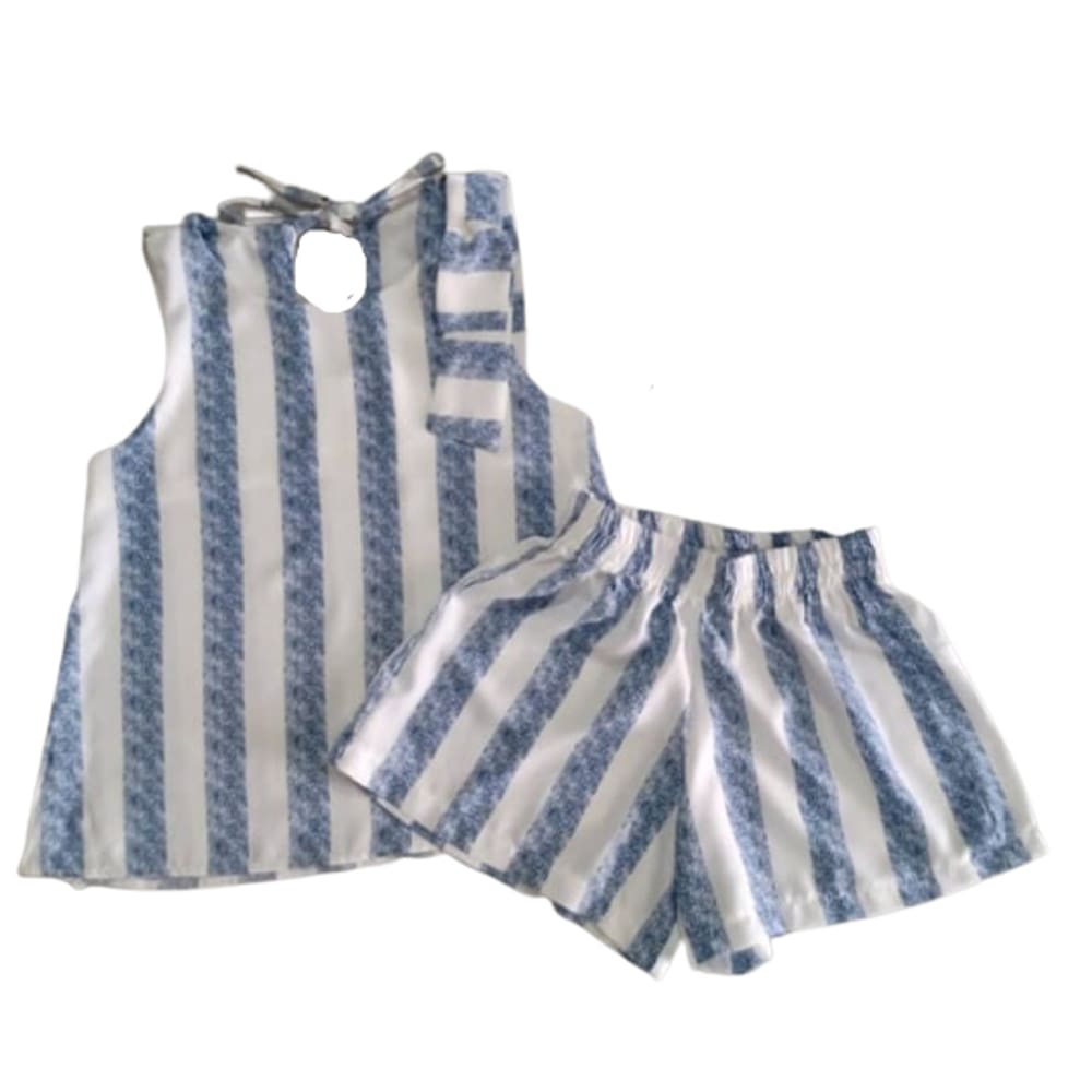 Conjunto listras azuis