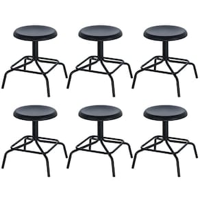 Kit 6 Bancos Baixos Cozinha Industrial Loft Aço 45 Cm Bolt Preto