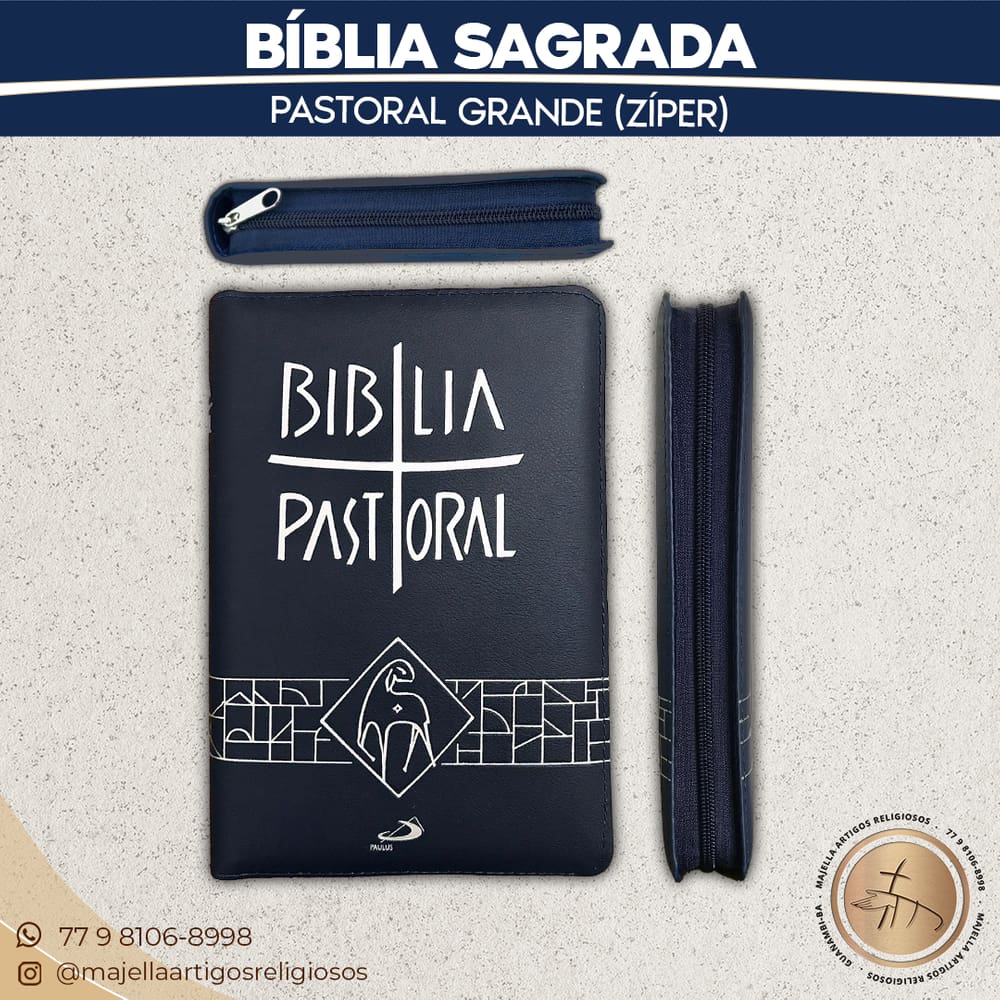 BÍBLIA SAGRADA PASTORAL (GRANDE) COM ZIPER (Paulus) Disponível em 4 cores!