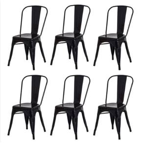 Conjunto 6 Cadeiras Tolix Iron - Design - Preta