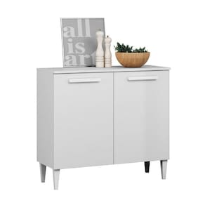 Balcão De Cozinha Buffet 2 Portas 0,84m Branco Isabelle Aramóveis Branco