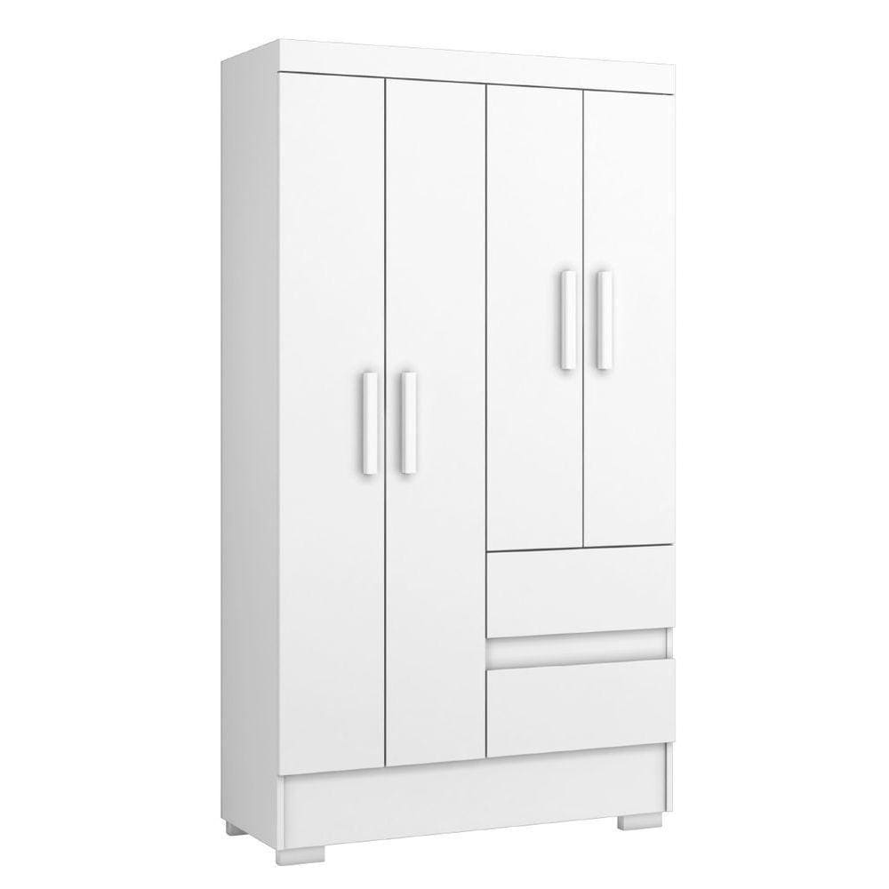 Guarda Roupas Solteiro Juvenil 4 Portas 2 Gavetas Branco Coimbra Aramóveis Branco