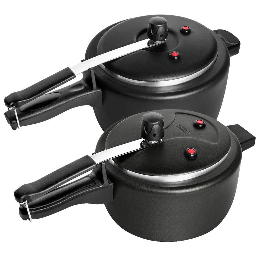 Kit 2 Panelas De Pressão Antiaderente 2,5 Litros e 4,5 Litros Tulipa Masterflon Preto Patolux