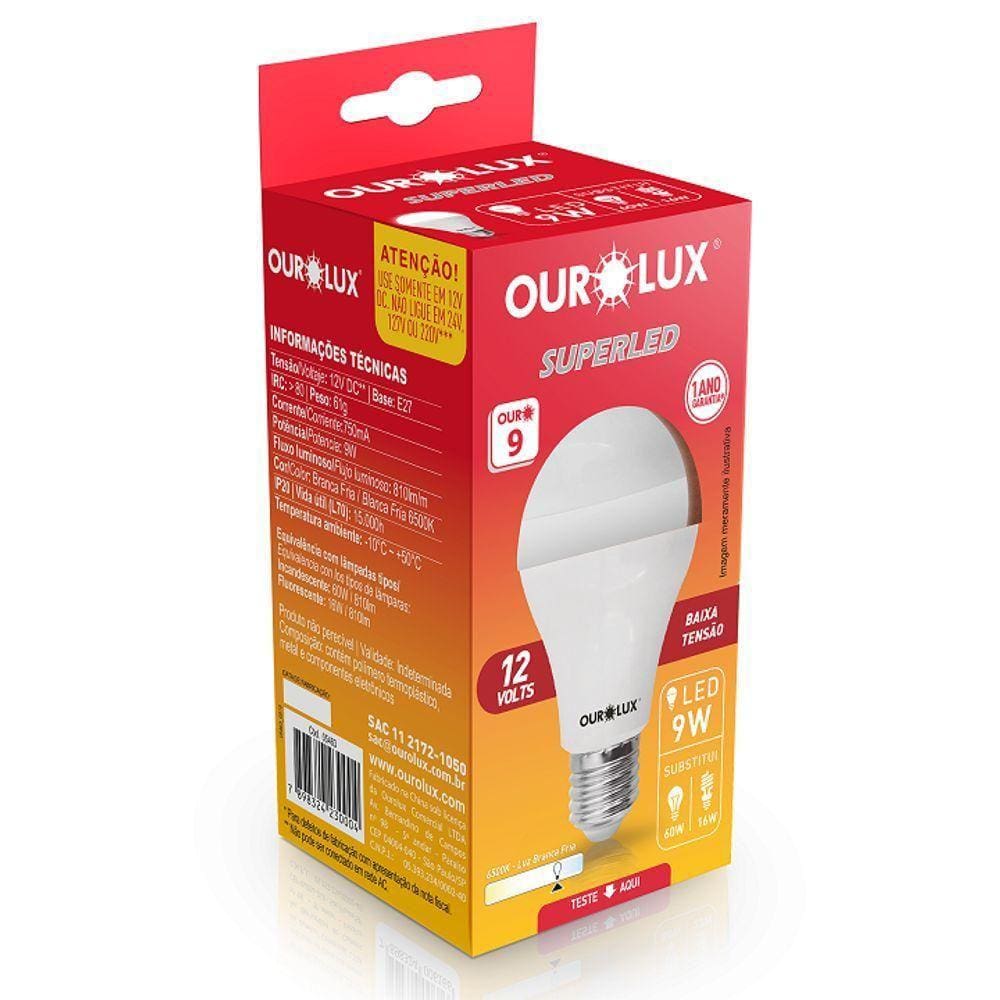 Lâmpada Led Bulbo 9w 12v 6500k Ourolux