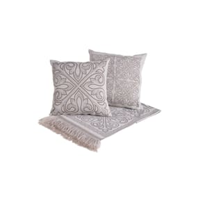 Kit Peseira Cama C/Almofada Cheia Queen 5 Pçs Jacquard Cáqui