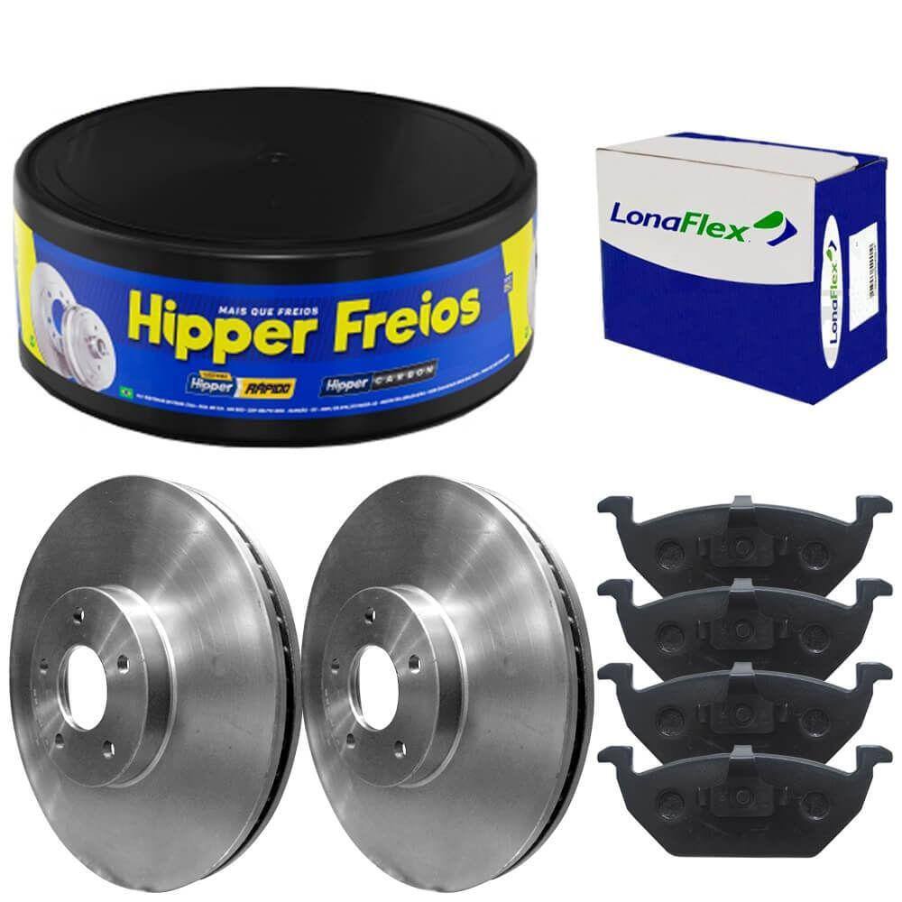 Kit Pastilha Disco Freio Fox 10/17 Diant Vent Teves Lonaflex