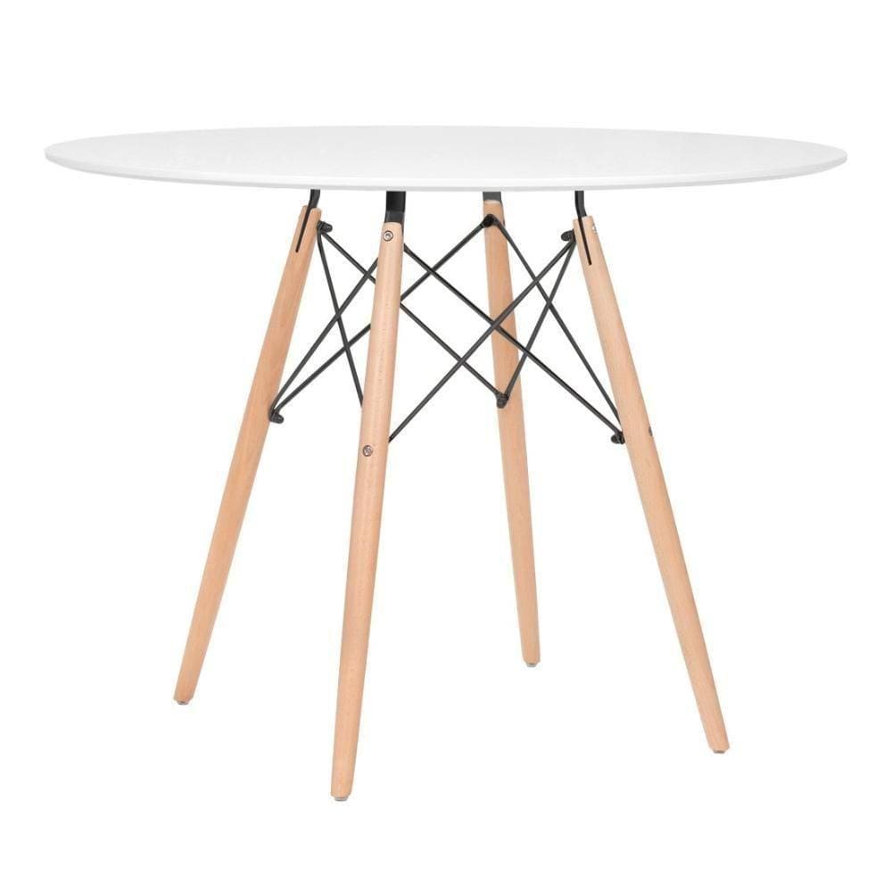 Mesa De Jantar Redonda Eames Eiffel 100 Cm Branco Branco