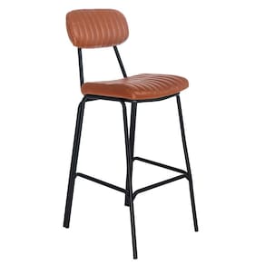 Banqueta Alta Estofada Bancada Industrial Retro Boston Marrom Caramelo