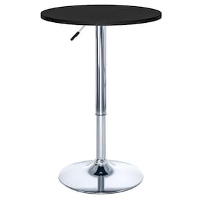 Mesa Alta Bar Bistro Apollo Redonda 60 Cm Tampo Madeira Ajustável Preto