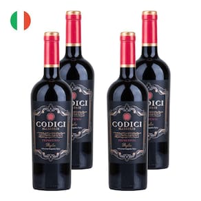 Kit 4 Vinhos Codici Masserie Primitivo Tinto Itália 750ml