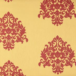 Papel de Parede Vinílico Book Vogue 53cm x 10m Rolo Estampa Flor Amarelo/Vermelho