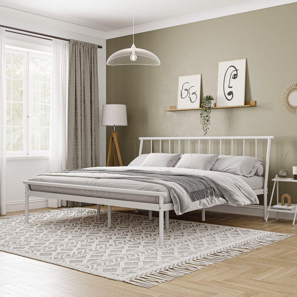 Cama King em Aço Begônia CabeCasa MadeiraMadeira Branco