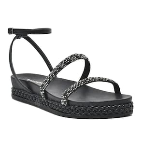 Sandália Papete Com Strass Via Marte Rasteira Flat Feminina 23-10409
