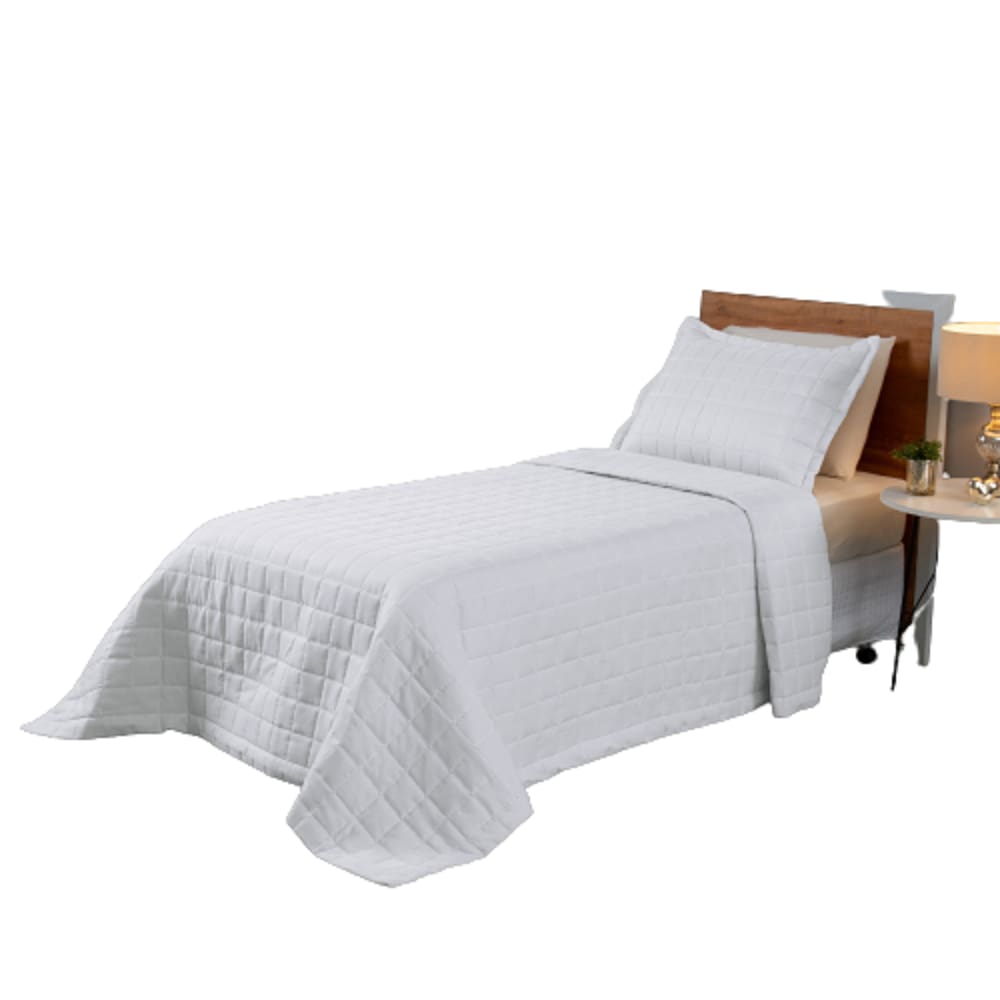 Kit Colcha Cobre Leito Soft Solteiro 2 Pçs Dupla Face Branco
