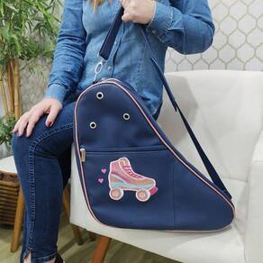 Bolsa Porta Patins Personalizada Azul/ Rosa com Brilho Compartimento Duplo – Coutre Bolsas