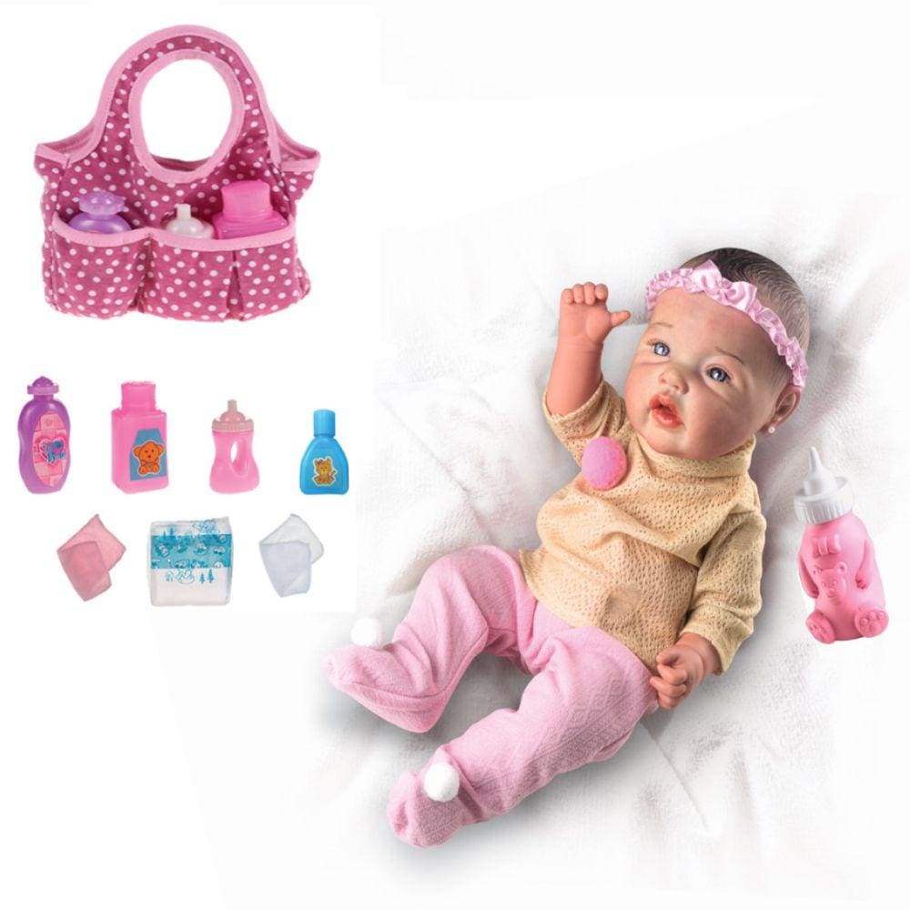 Boneca Bebê Reborn Real 18 Itens Bolsa Maternidade