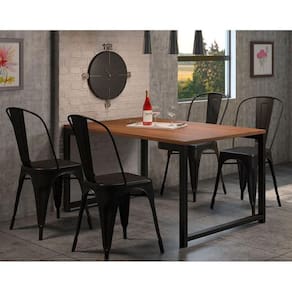Kit com 4 Cadeira Tolix Iron Aço Carbono Industrial - Preto