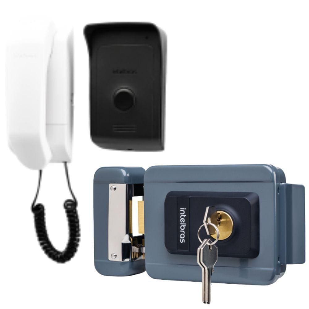 Kit 1 Porteiro Interfone Ipr1010 E 1 Fechadura Fx1500 Cinza Intelbras Ipr 1010 Fx 1500