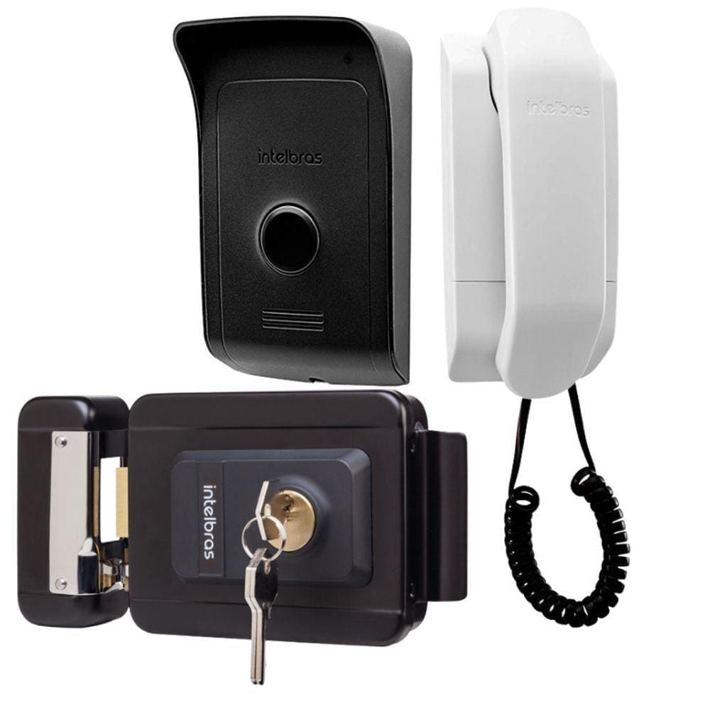 Kit 1 Porteiro Interfone Ipr1010 E 1 Fechadura Fx1500 Preta Intelbras Ipr 1010 Fx 1500