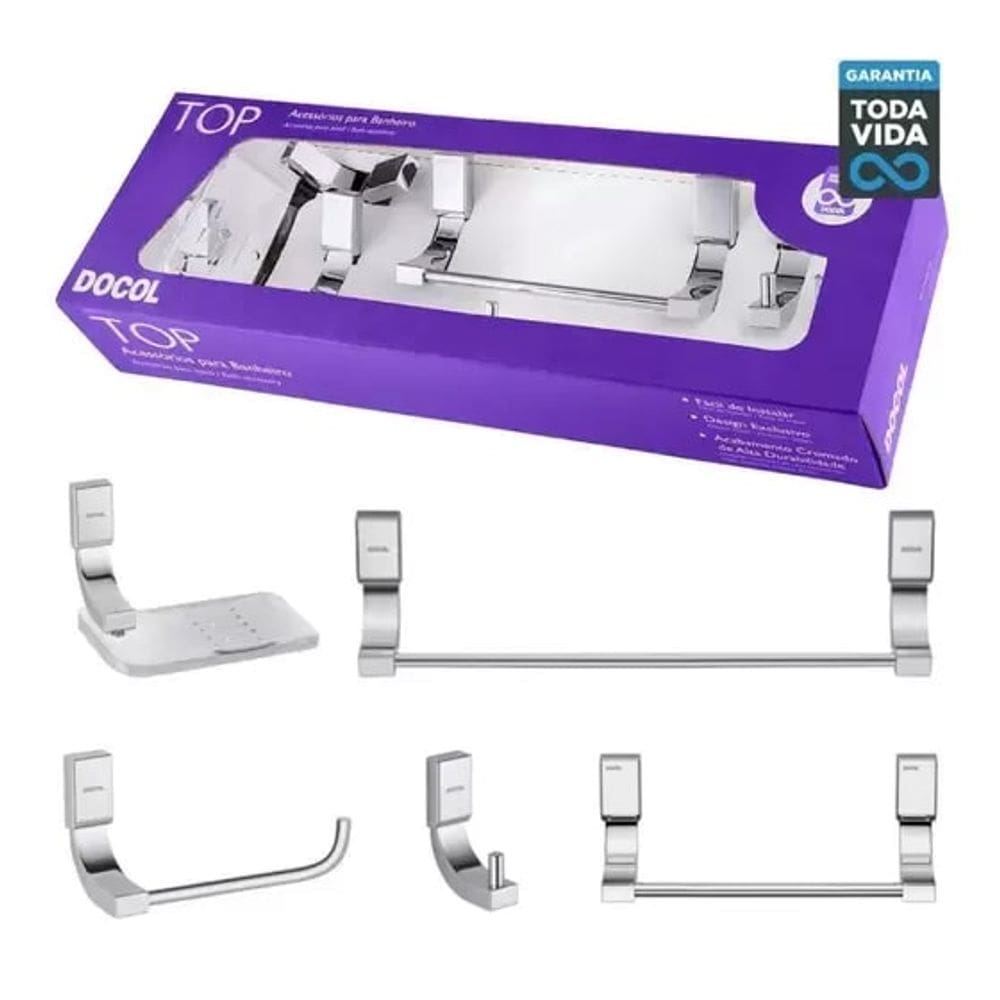 Kit Acessórios para Banheiro Docol Top 5 Peças Cromado 00552906